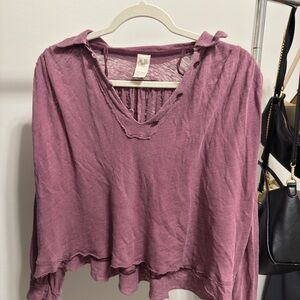 Free People Purple Asymmetrical Relaxed Blouse